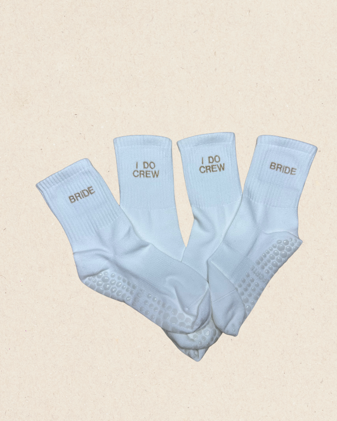 GRIP SOCKS - "I Do Crew" Embroidered Socks, perfect for a bachelorette party, pilates, yoga, barre or lagree