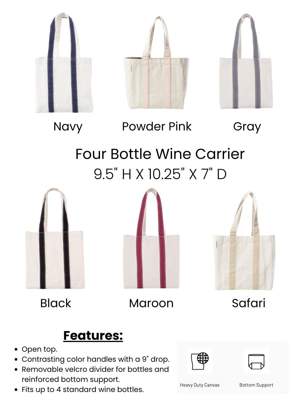 PREORDER: Embroidered Wine Tote Bag | Personalized Tote Bag | Personalized Four Bottle Wine Carrier Bag