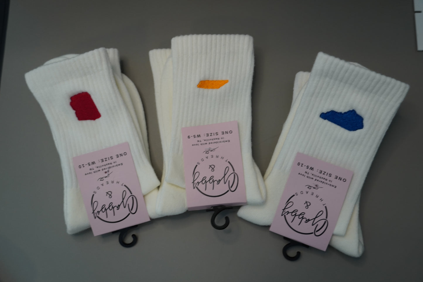 EVERYDAY CREW SOCKS - Embroidered State - Show Your Favorite State, College Game Day Socks, Custom State Socks, Comfort & Style, Perfect Gift