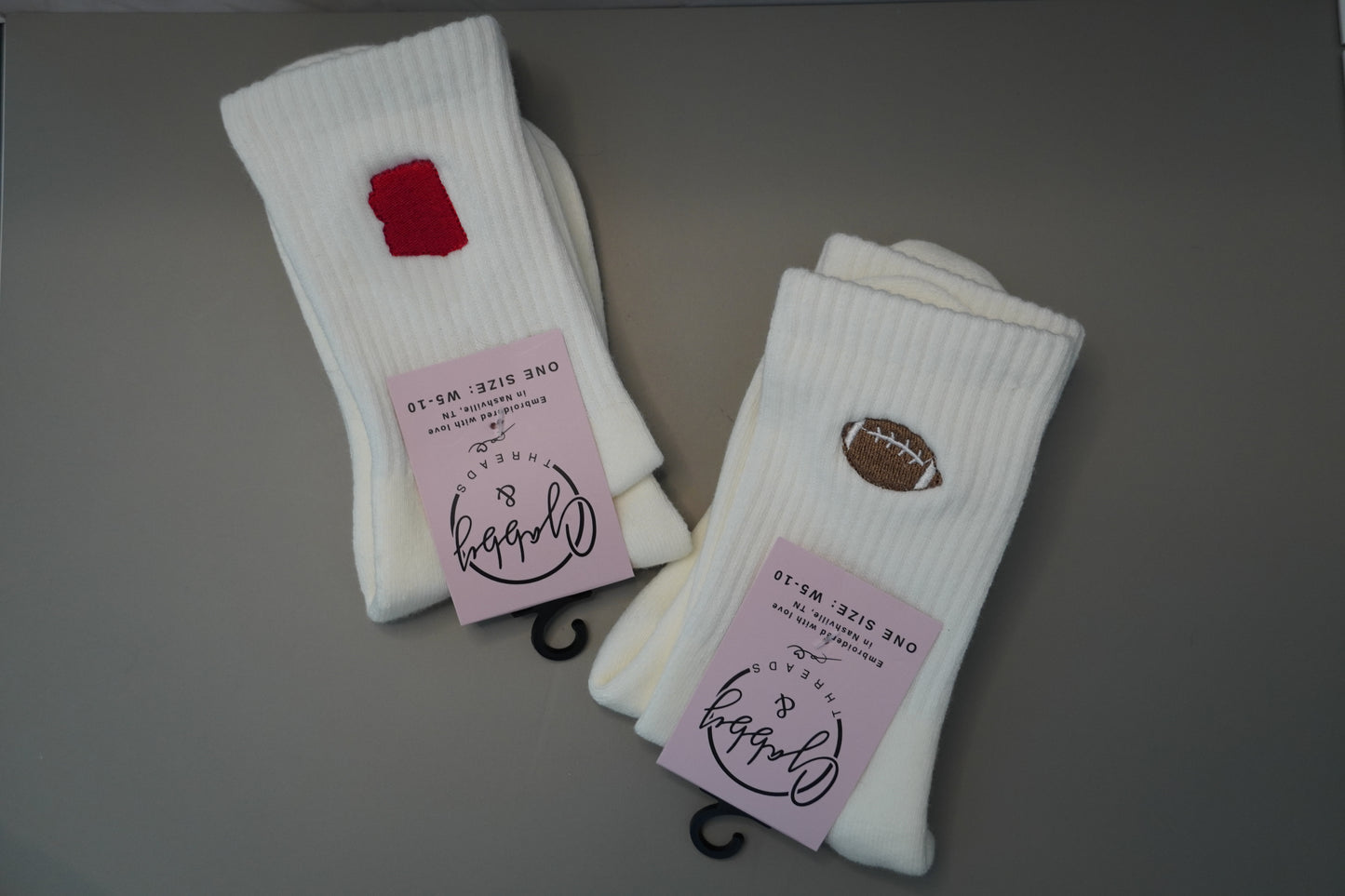 EVERYDAY CREW SOCKS - Embroidered State - Show Your Favorite State, College Game Day Socks, Custom State Socks, Comfort & Style, Perfect Gift