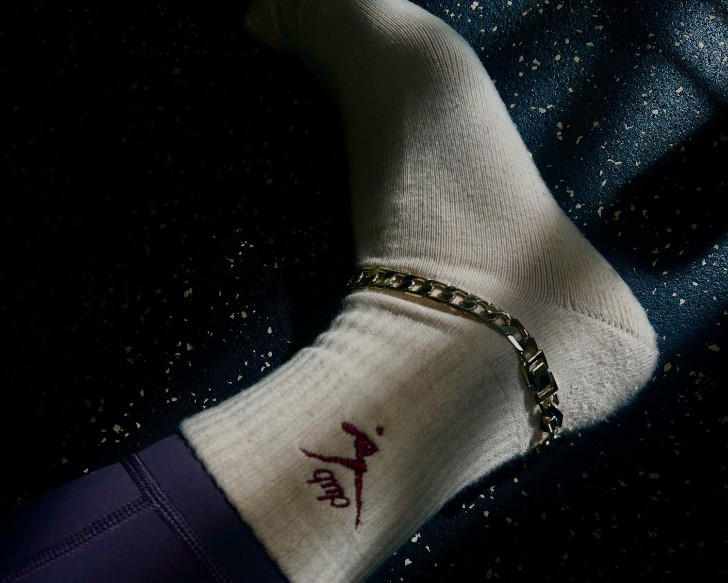 Custom pilates socks with an anklet.