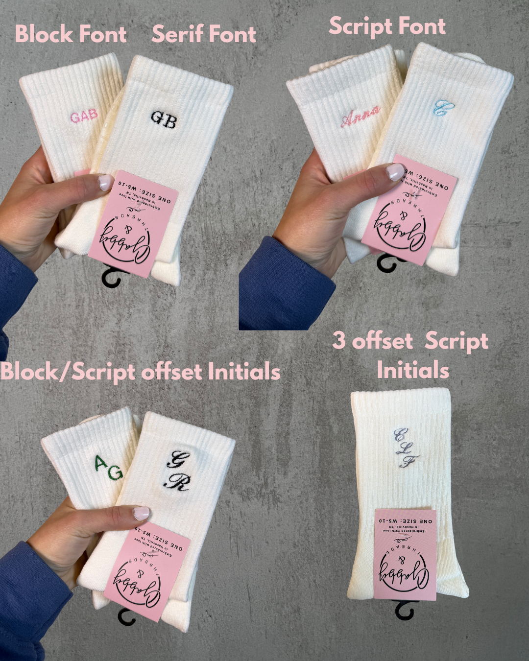 Custom Initials/Name Socks - (Regular & Grip)