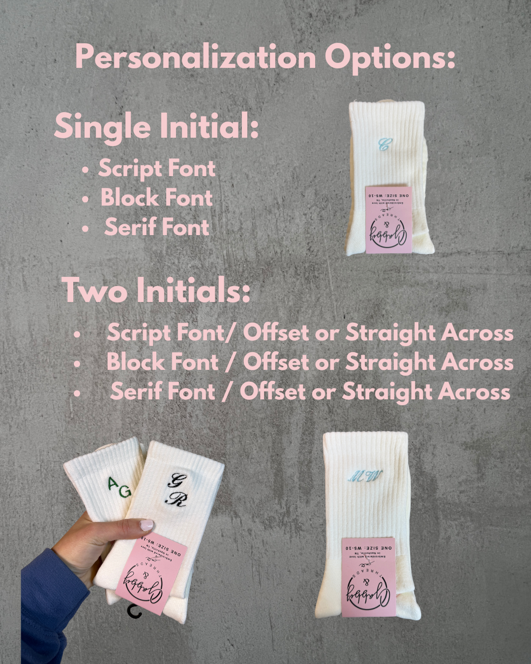 Custom Initials/Name Socks - (Regular & Grip)