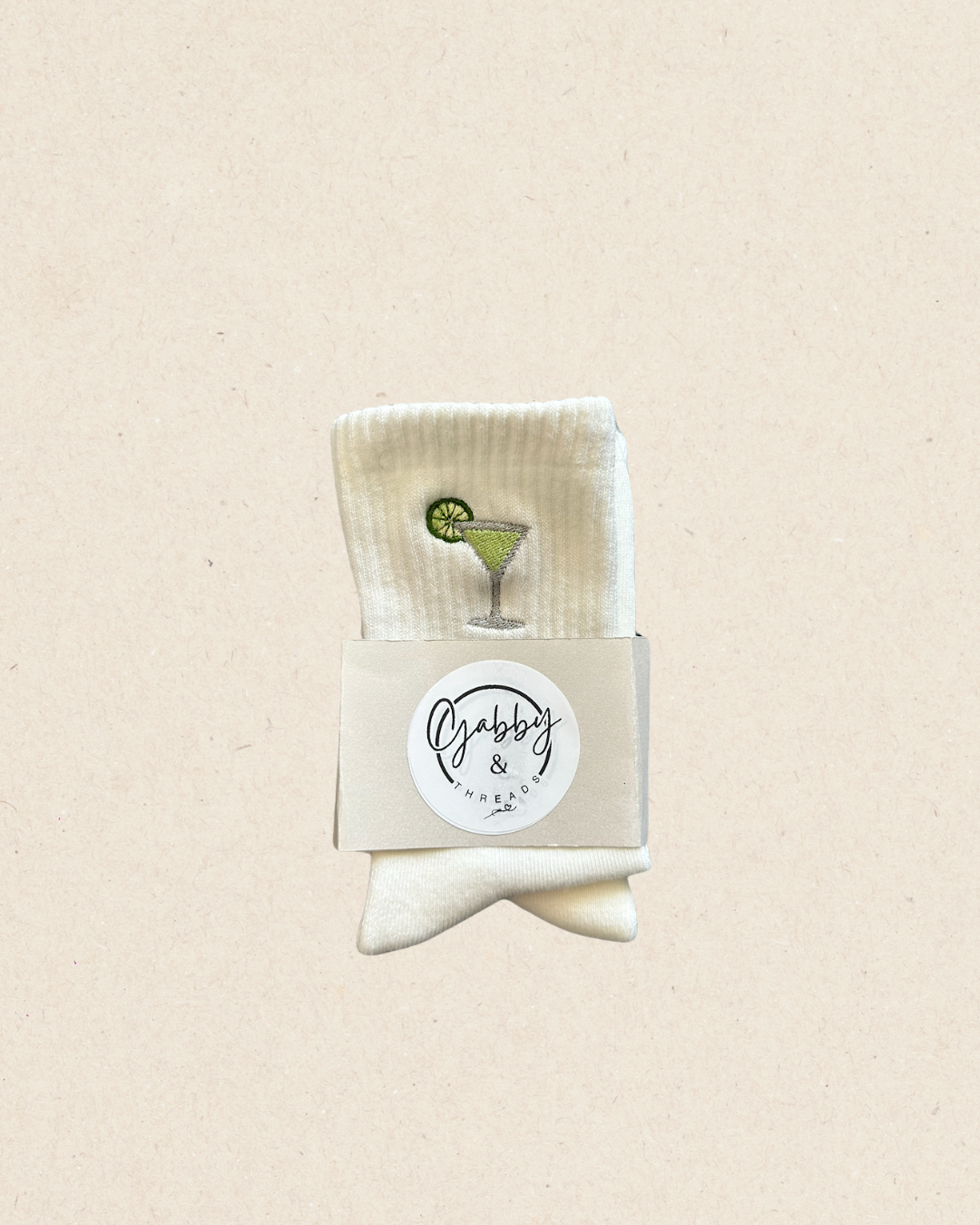 Grip Socks - Embroidered Margarita- Perfect for Pilates, Yoga, Barre, Lagree