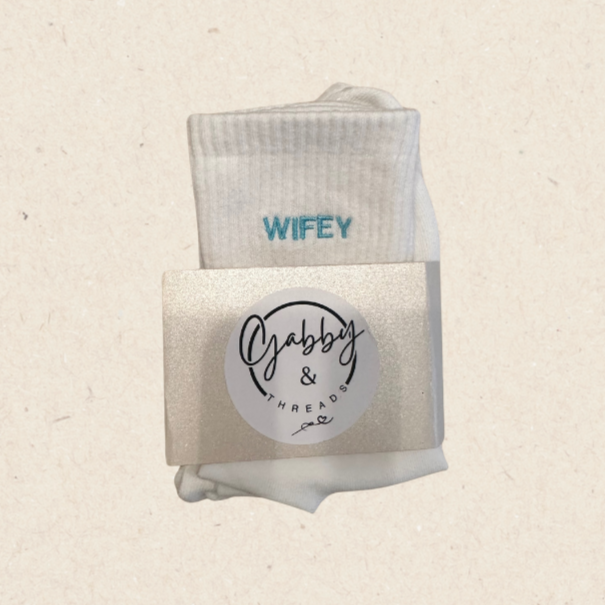 GRIP SOCKS - "Wifey" Embroidered Socks, perfect for pilates, yoga, barre or lagree