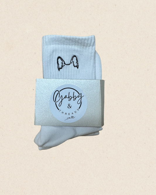 GRIP SOCKS - Embroidered Dog Ears for Pilates, Yoga,  Barre, Lagree - Comfortable and stylish grip socks