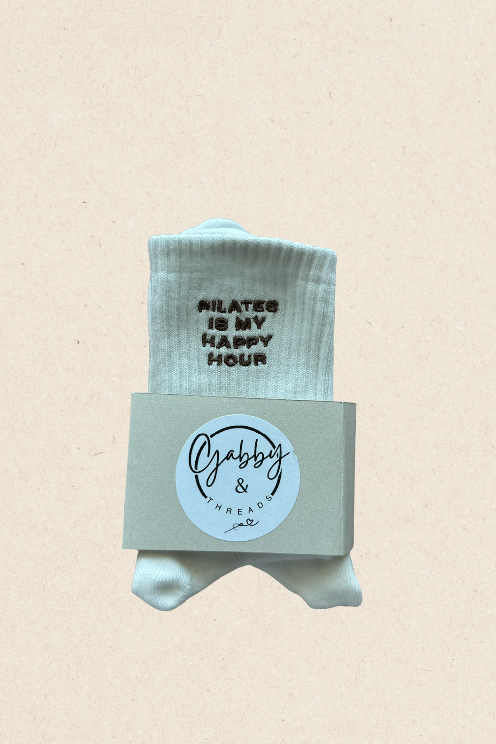 GRIP SOCKS - "Pilates is my Happy Hour" Embroidered Socks, perfect for pilates, yoga, barre or lagree