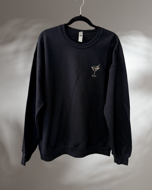 CREWNECK - DIRTY MARTINI | Embroidered Crew Neck, Perfect Gift for the Cocktail Lover