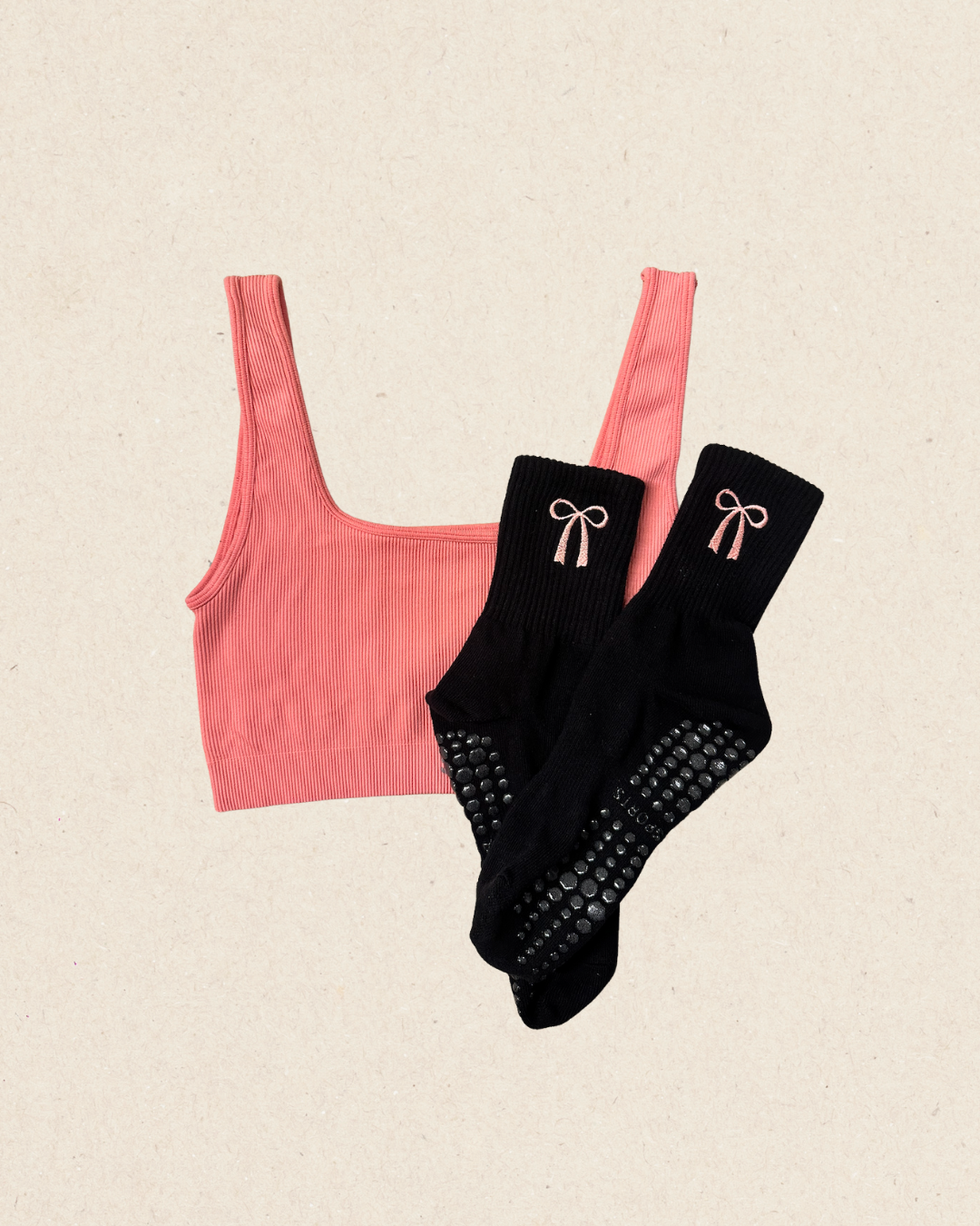 GRIP SOCKS - Coquette Bow Embroidered Pilates, Yoga, Barre, Lagree