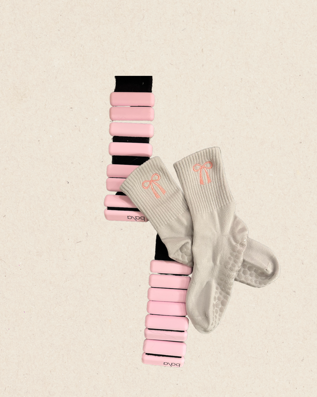 GRIP SOCKS - Coquette Bow Embroidered Pilates, Yoga, Barre, Lagree