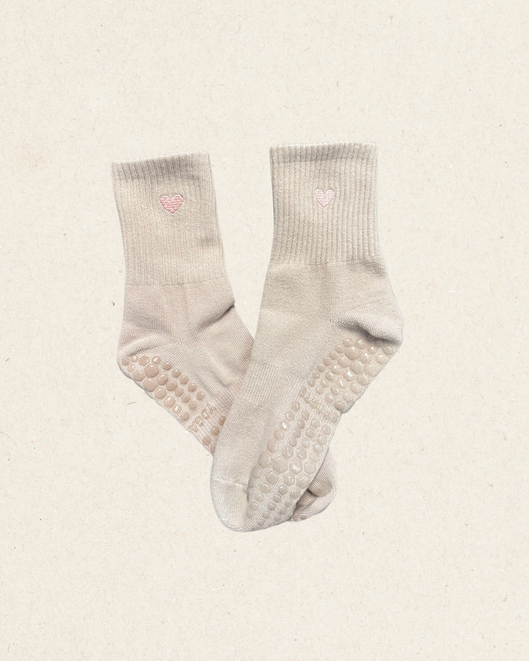 GRIP SOCKS - Embroidered Heart  - Pilates, Yoga, Barre, Lagree