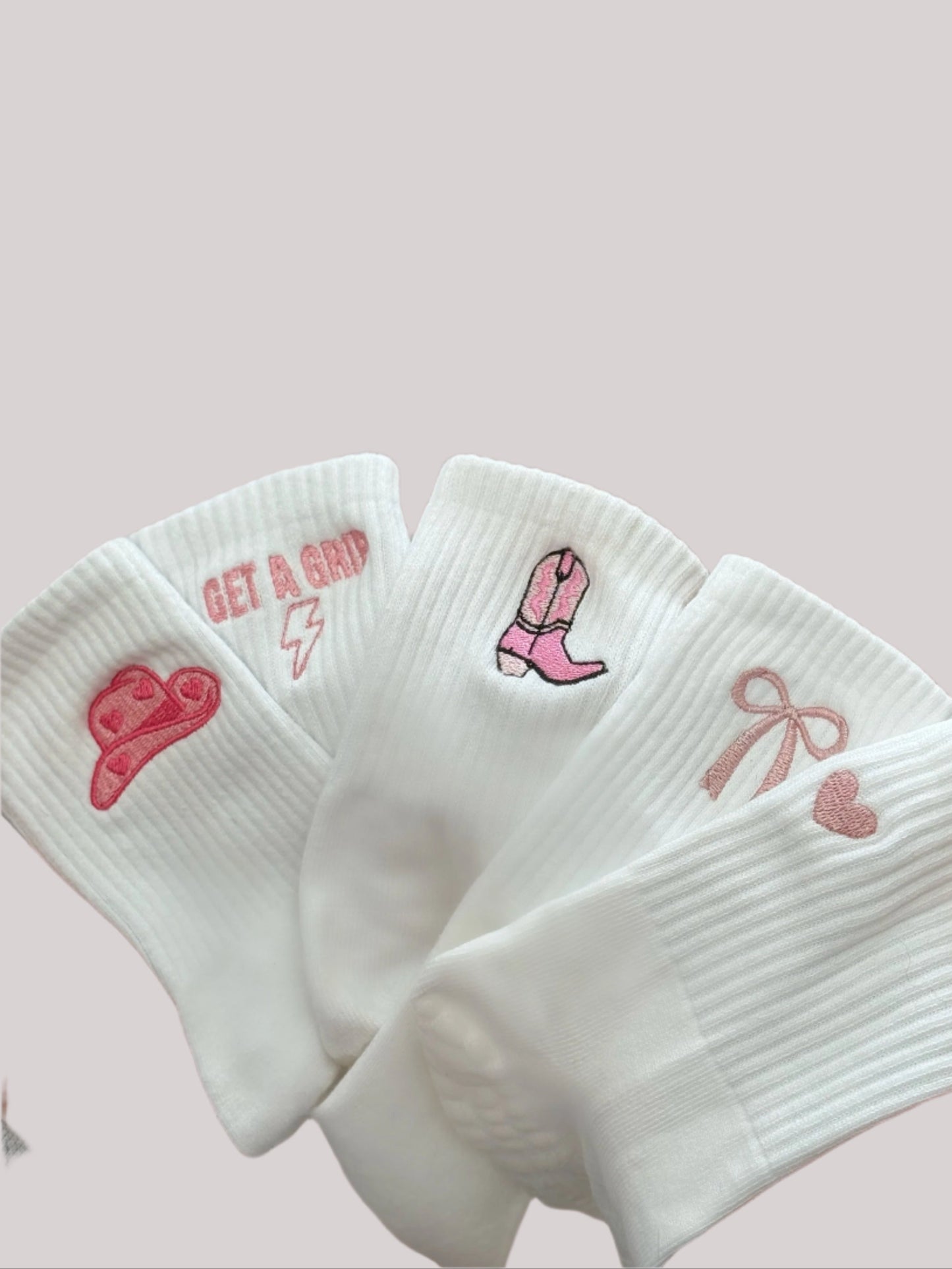 GRIP SOCKS - Embroidered Cowgirl Hat  - Pilates, Yoga, Barre, Lagree