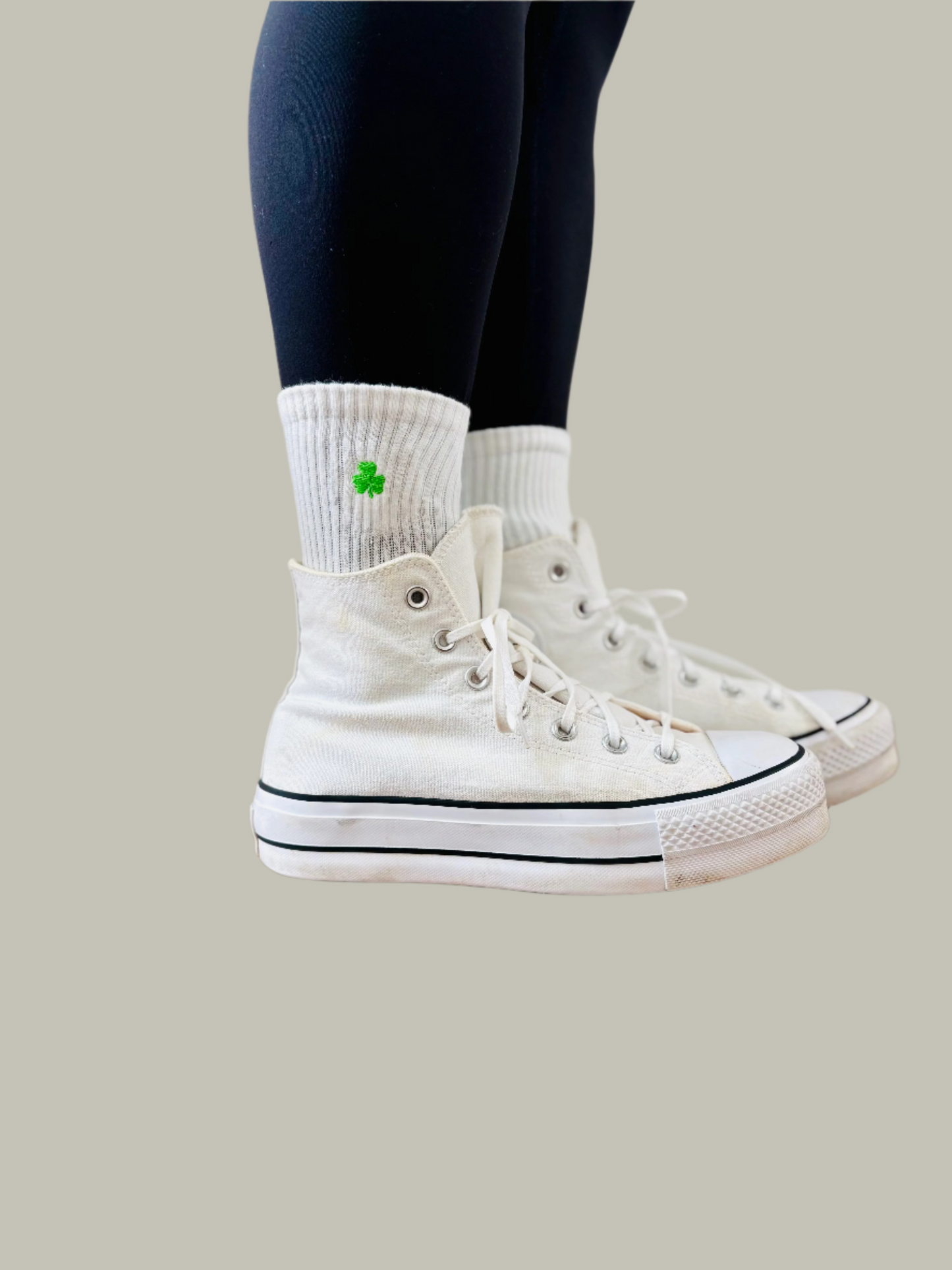 Everyday Crew Socks Embroidered Shamrock