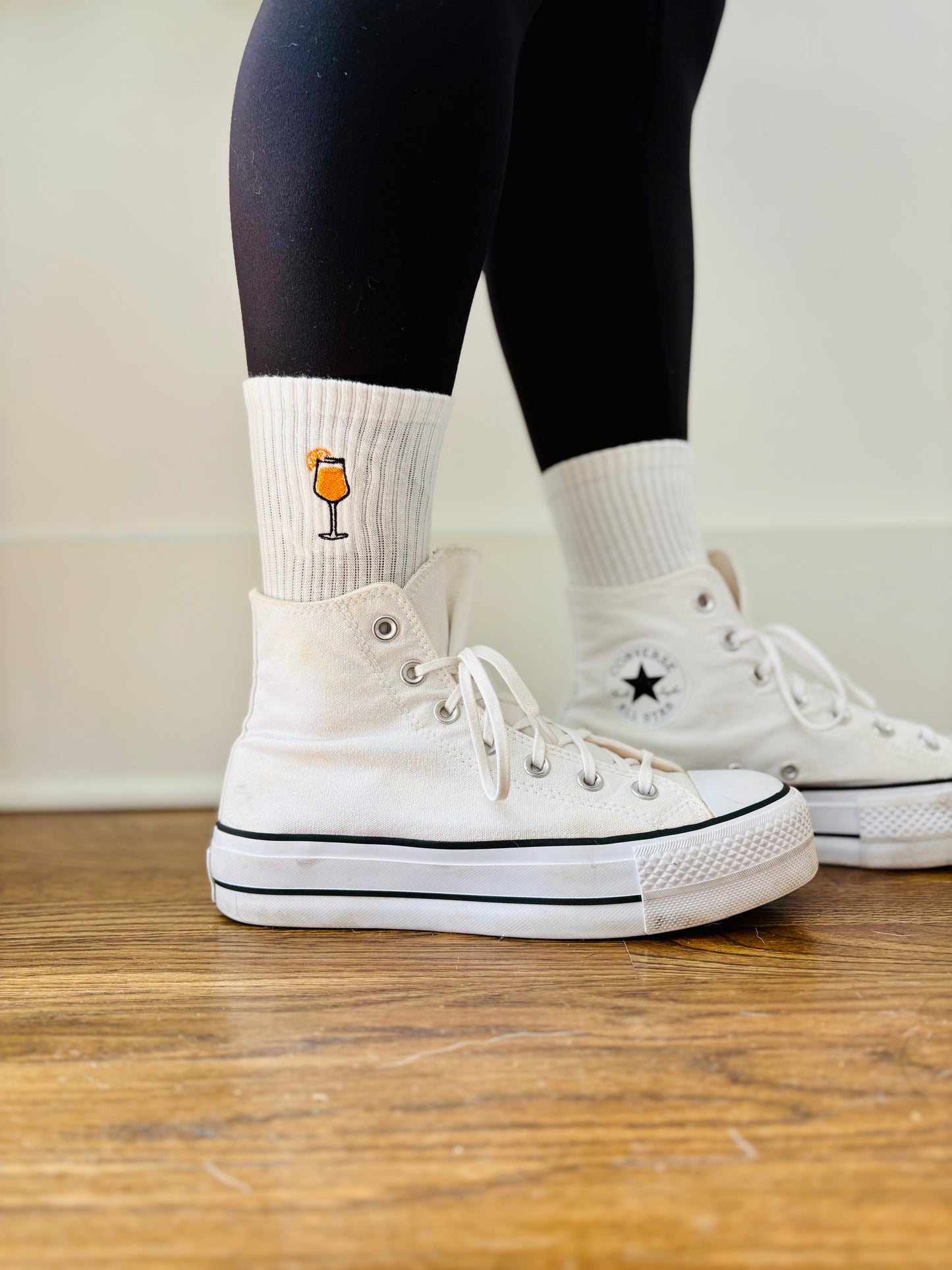 Everyday Crew Socks Aperol Spritz Embroidered