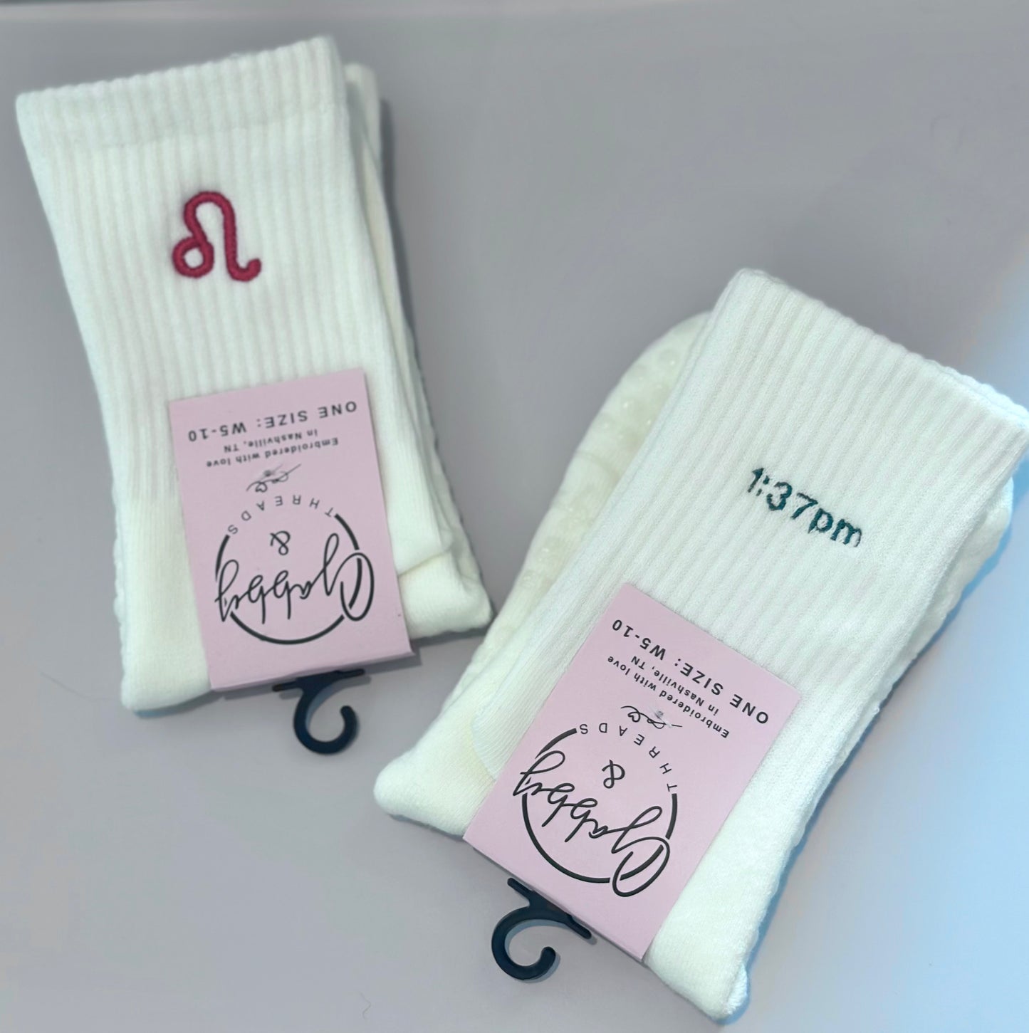 GRIP SOCKS - Embroidered Zodiac Sign - Pilates, Yoga, Barre, Lagree