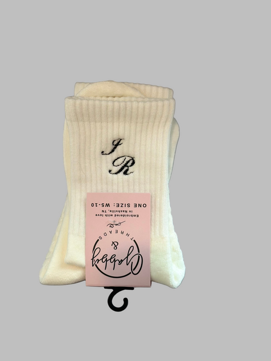 GRIP SOCKS - CUSTOM INITIALS SOCKS - Perfect for Pilates, Barre, Yoga, Lagree, Bachelorette Party, Girls Weekend, Birthday Party