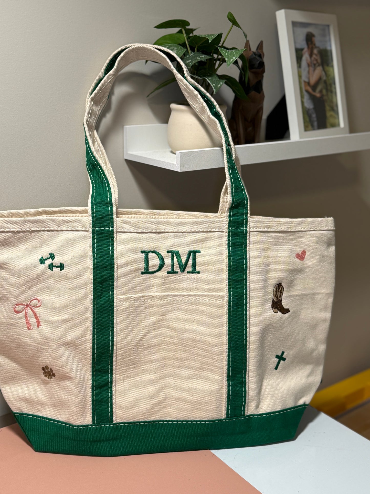 CUSTOM Embroidered Tote Bag | Personalized Tote Bag | Embroidered Custom Icons Tote Bag