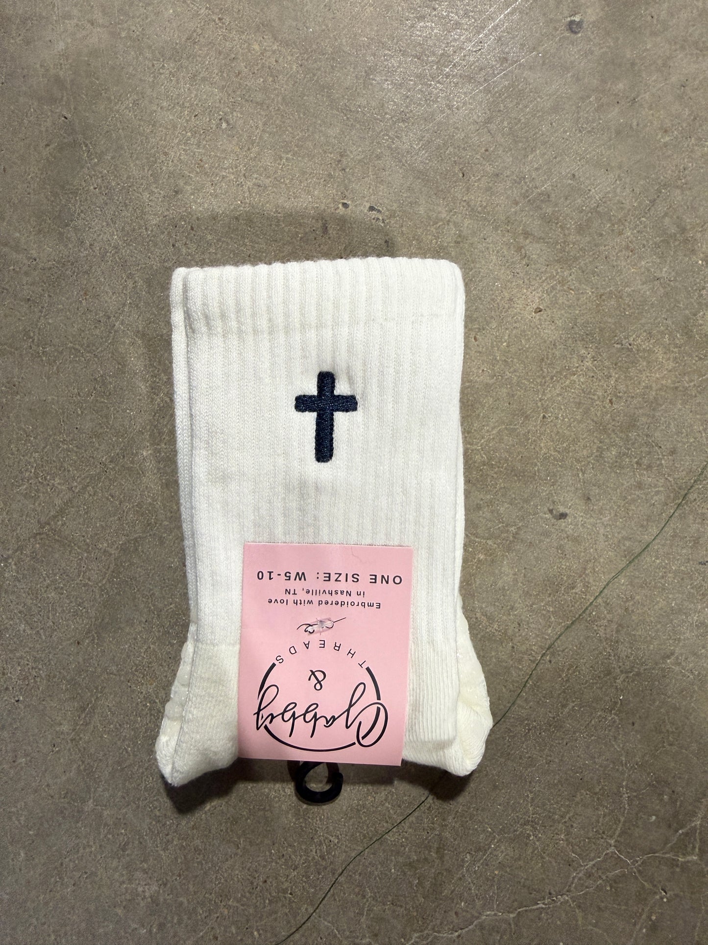 EVERYDAY CREW SOCKS - Embroidered Cross Socks - Faith-Inspired Embroidered Socks