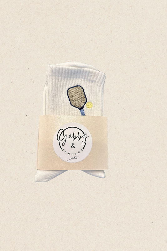 Everyday Crew Socks Embroidered Blue Pickleball Paddle