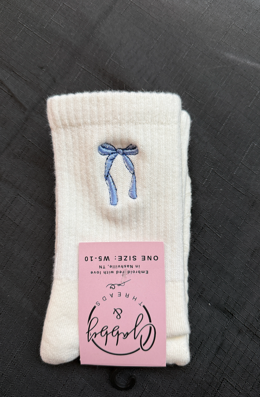 GRIP SOCKS - Coastal Coquette Bow | Cozy Non-Slip Socks | Perfect for Pilates, Lagree, Barre, Yoga