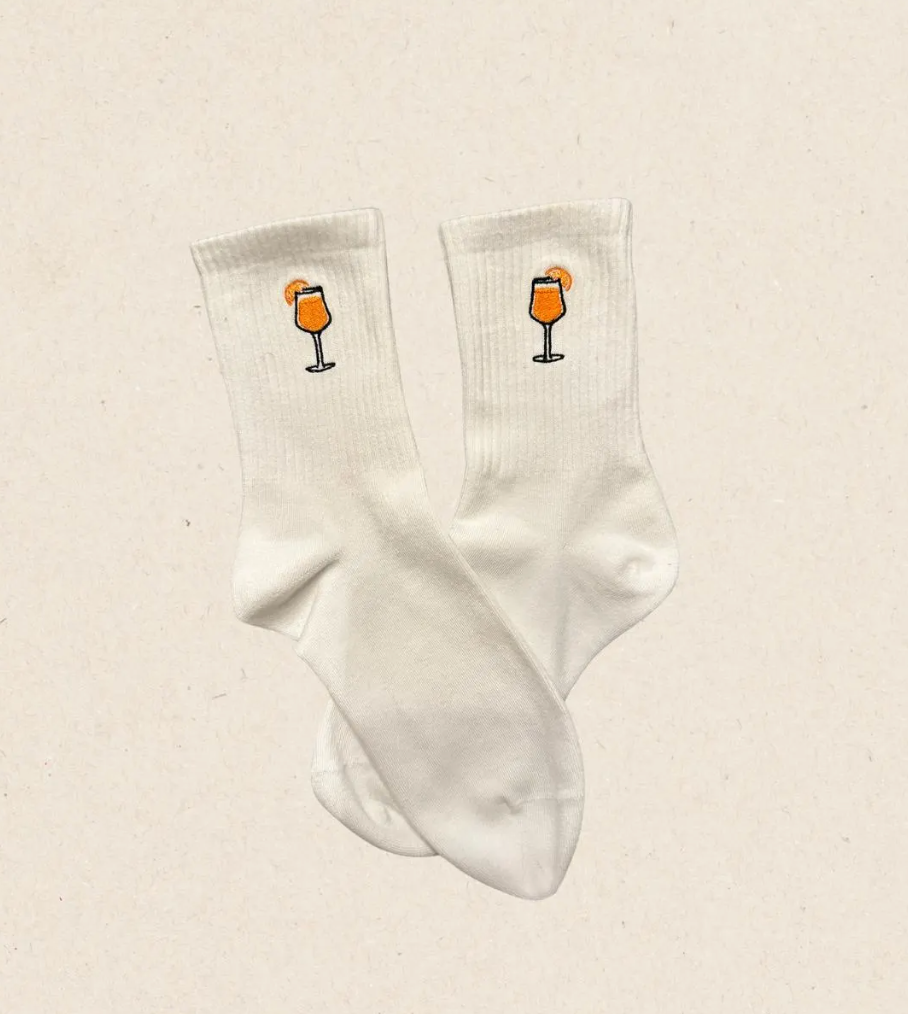 Everyday Crew Socks Aperol Spritz Embroidered