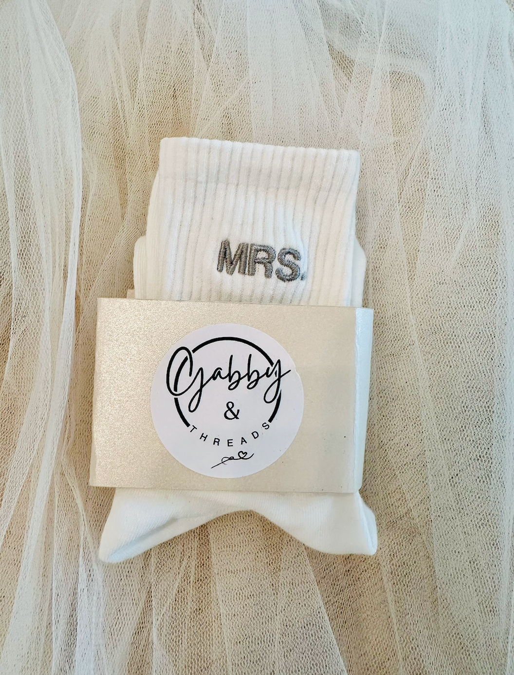 Everyday Crew Socks,  Embroidered "Mrs." socks, perfect for the bride-to-be!