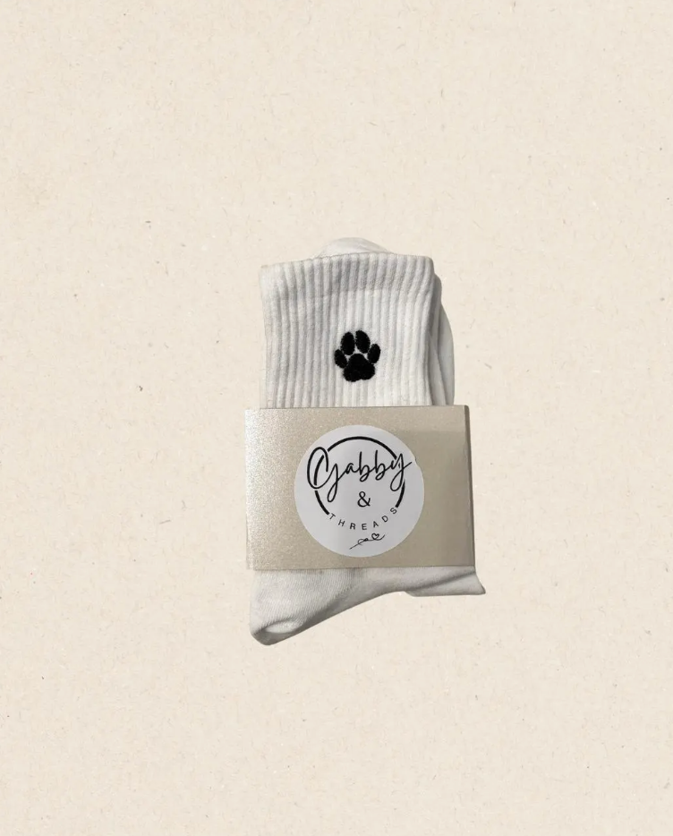 Everyday Crew Socks- Paw print embroidered socks, perfect gift for the vet or animal lover in your life!