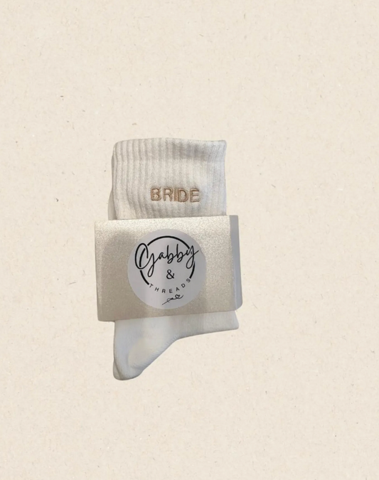 GRIP SOCKS - "Bride" with Ring -  Embroidered Socks, perfect for pilates, yoga, barre or lagree