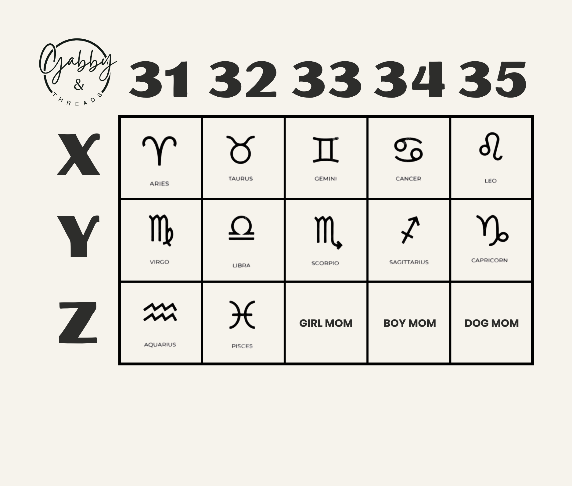 Grid with different icon options for bag personalization
