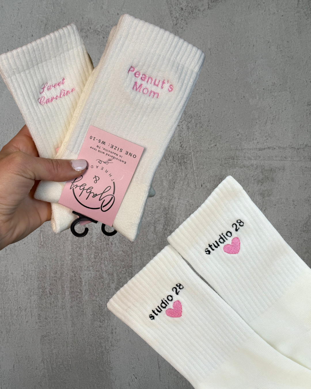 two pairs of custom grip socks