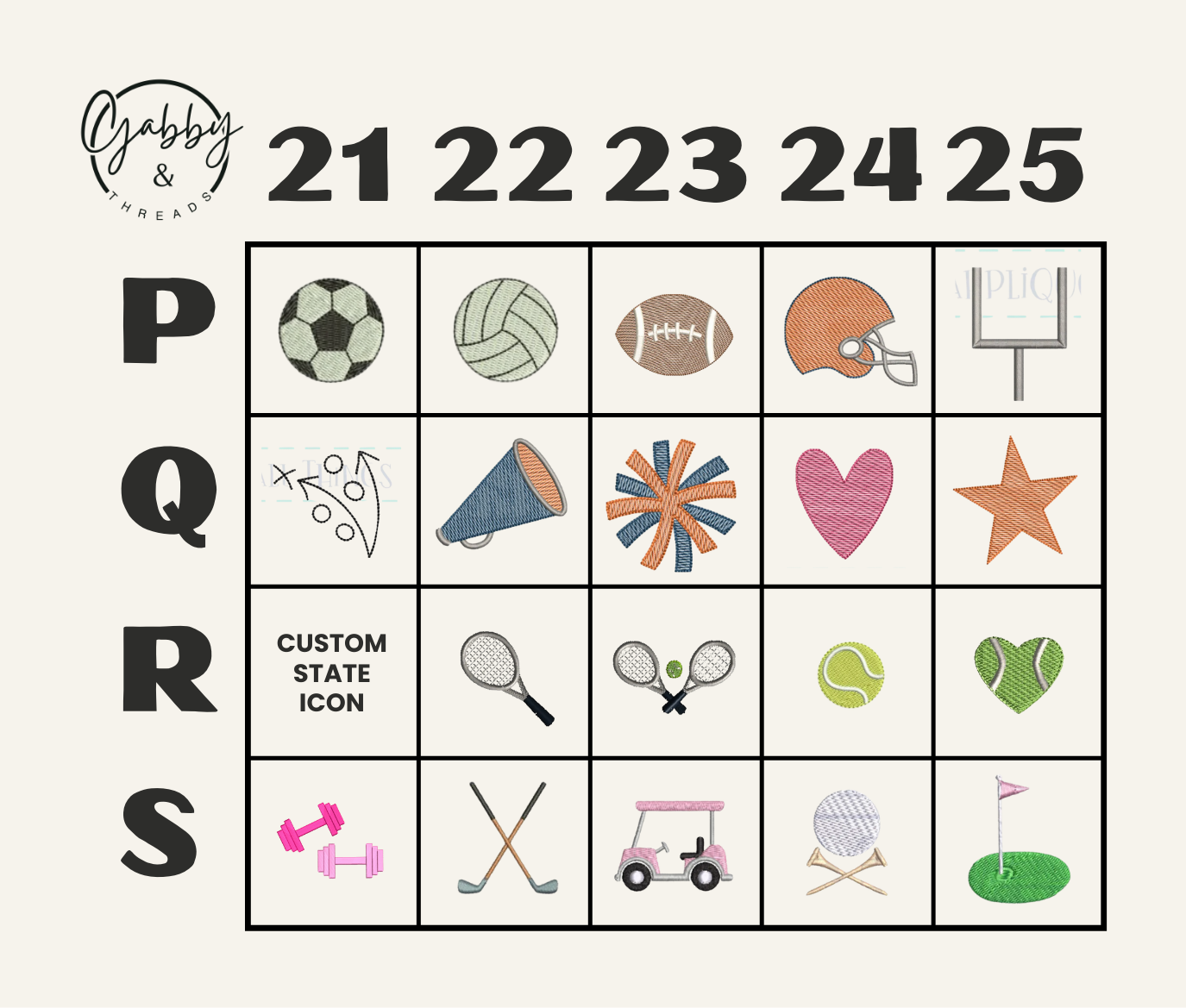 Grid with icons for personalization