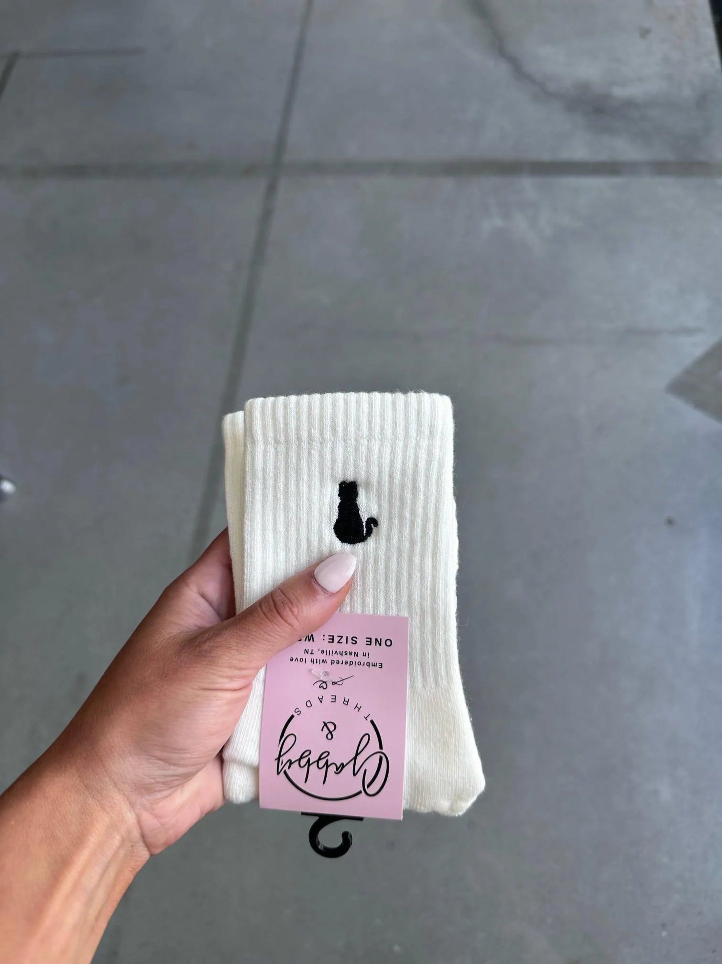 GRIP SOCKS - Cat Embroidered for Pilates, Yoga, Barre, Lagree - Comfortable and Stylish Grip Socks