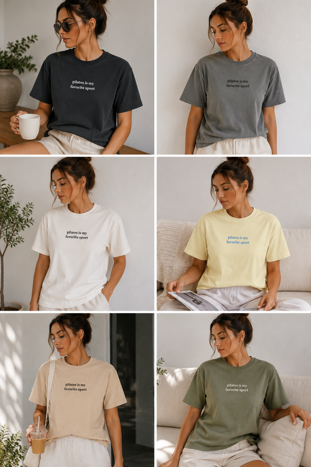a bunch of women is wearing a tshirts that say "pilates is my favorite sport"