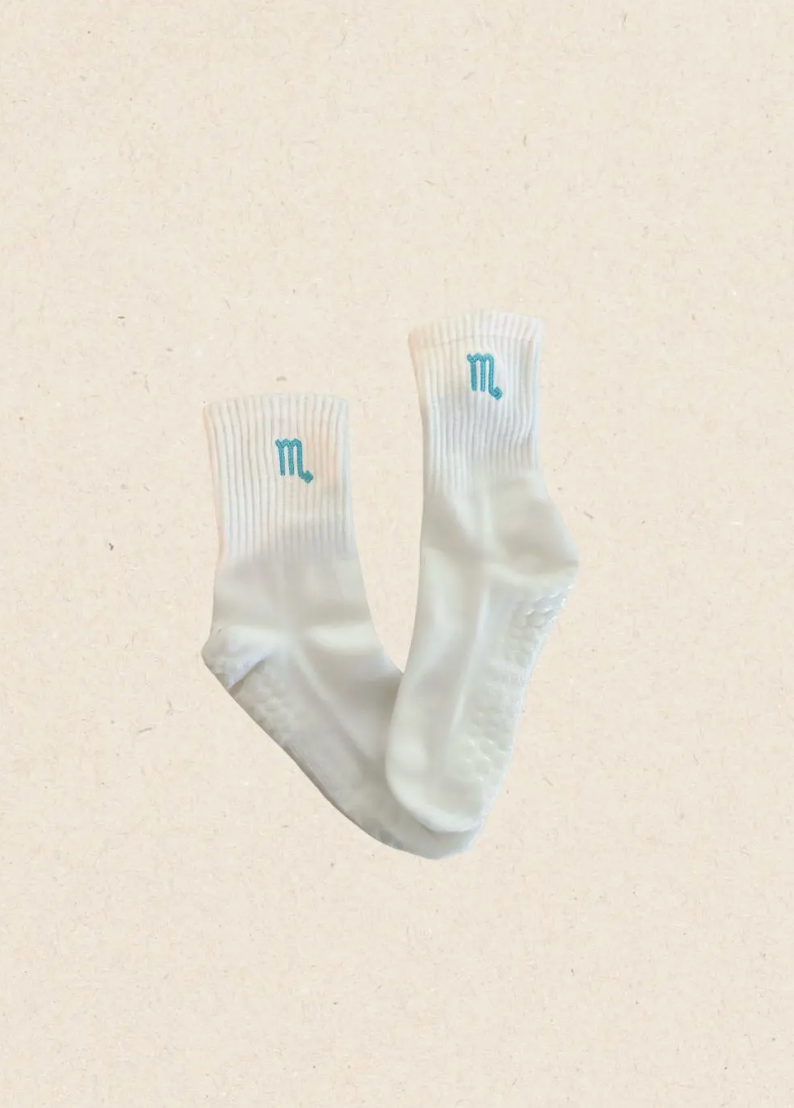 zodiac sign pilates grippy socks